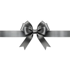 sleek silver ribbon bow is elegantly tied, creating sophisticated and festive decoration. shiny texture and symmetrical design make it perfect for gift wrapping or event decor