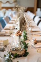 Wedding decor. Beautiful event venue. Indoor round reception table