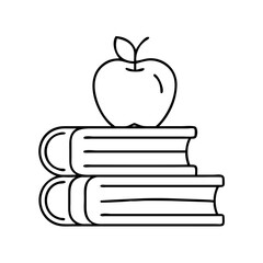 books and apple for learning icon, books and apple for learning line art - simple line art of books and apple for learning, perfect for books and apple for learning logos and icons