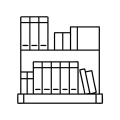 bookshelf icon, bookshelf line art - simple line art of bookshelf, perfect for bookshelf logos and icons