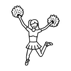 cheerleader jumps icon, cheerleader jumps line art - simple line art of cheerleader jumps, perfect for cheerleader jumps logos and icons