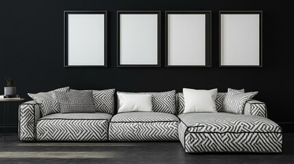 Modern Living Room Design with Black and White Sofa