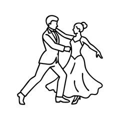 classic ballroom scene icon, classic ballroom scene line art - simple line art of classic ballroom scene, perfect for classic ballroom scene logos and icons