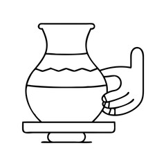 clay pottery icon, clay pottery line art - simple line art of clay pottery, perfect for clay pottery logos and icons