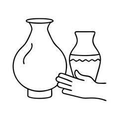 clay pottery icon, clay pottery line art - simple line art of clay pottery, perfect for clay pottery logos and icons