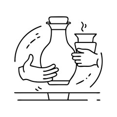 clay pottery icon, clay pottery line art - simple line art of clay pottery, perfect for clay pottery logos and icons