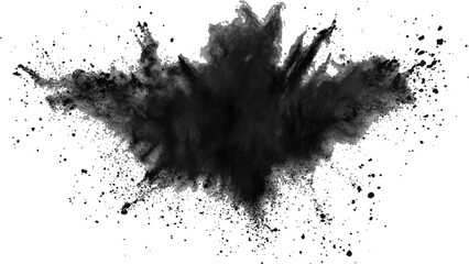 Black opwder burst explosion splash isolated on transparent white background. Vector holi colors. Vector black ink powder explosion isolated on white background. 