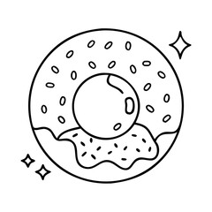 doughnut with edible gold icon, doughnut with edible gold line art - simple line art of doughnut with edible gold, perfect for doughnut with edible gold logos and icons