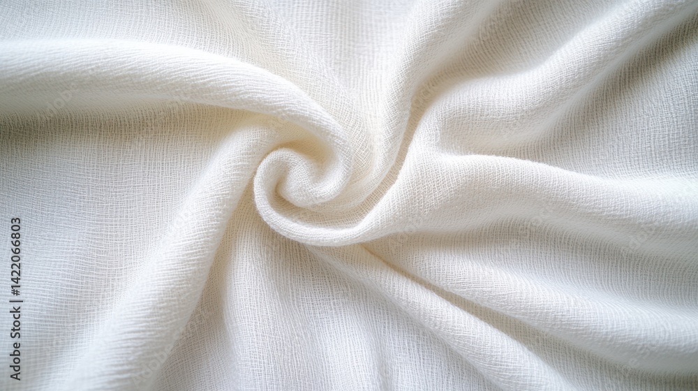 Aufkleber close-up of white fabric with soft folds and subtle sheen, elegant textile surface for branding, pro