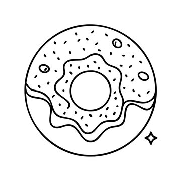 recommend clip art: doughnut with glitter icon, doughnut with glitter line art - simple line art of doughnut with glitter, perfect for doughnut with glitter logos and icons