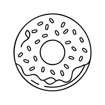 recommend clip art: doughnut with peanut toppings icon, doughnut with peanut toppings line art - simple line art of doughnut with peanut toppings, perfect for doughnut with peanut toppings logos and icons