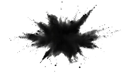 Black opwder burst explosion splash isolated on transparent white background. Vector holi colors. Vector black ink powder explosion isolated on white background. 