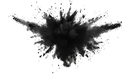 Black opwder burst explosion splash isolated on transparent white background. Vector holi colors. Vector black ink powder explosion isolated on white background. 