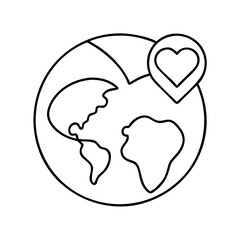 earth and heart icon, earth and heart line art - simple line art of earth and heart, perfect for earth and heart logos and icons