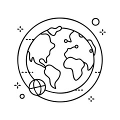 earth from space icon, earth from space line art - simple line art of earth from space, perfect for earth from space logos and icons