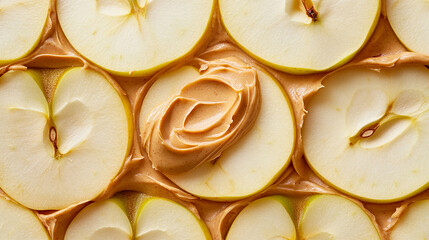Realistic apple slices with peanut butter