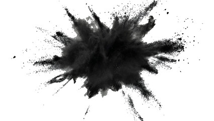 Black opwder burst explosion splash isolated on transparent white background. Vector holi colors. Vector black ink powder explosion isolated on white background. 