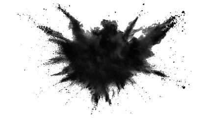 Black opwder burst explosion splash isolated on transparent white background. Vector holi colors. Vector black ink powder explosion isolated on white background. 