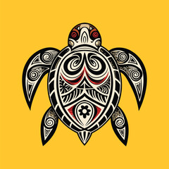 Naklejka premium Turtle with tribal tattoo design