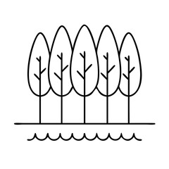 green tree line icon, green tree line line art - simple line art of green tree line, perfect for green tree line logos and icons
