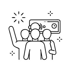 Naklejka premium group selfie icon, group selfie line art - simple line art of group selfie, perfect for group selfie logos and icons