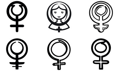 Diverse Female Symbols, Empowering Designs for Women's Rights