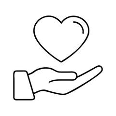 hand over heart icon, hand over heart line art - simple line art of hand over heart, perfect for hand over heart logos and icons