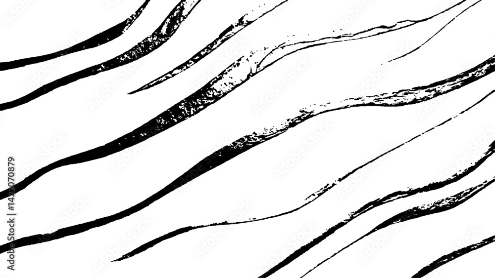 Aufkleber black flowing wave lines on white transparent background. vector black line art pattern drawing whit