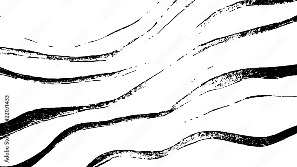 Aufkleber black flowing wave lines on white transparent background. vector black line art pattern drawing whit
