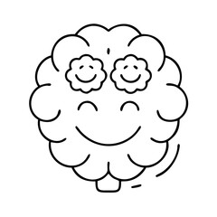 smiling brain icon, smiling brain line art - simple line art of smiling brain, perfect for smiling brain logos and icons