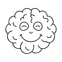 smiling brain icon, smiling brain line art - simple line art of smiling brain, perfect for smiling brain logos and icons