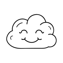 smiling cloud icon, smiling cloud line art - simple line art of smiling cloud, perfect for smiling cloud logos and icons