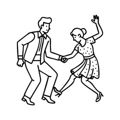 swing dance couple icon, swing dance couple line art - simple line art of swing dance couple, perfect for swing dance couple logos and icons