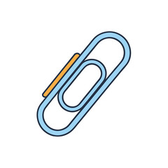 Obraz premium Minimal line icon of paperclip in white background vector illustration