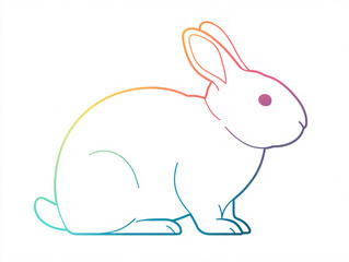 Obraz premium minimal gradient line art illustration of rabbit in pastel colors on white background, modern and clean animal design for spring, easter, decor or branding with soft outline and cute silhouette