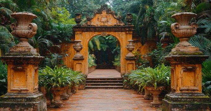 Garden archway pathway nature scene