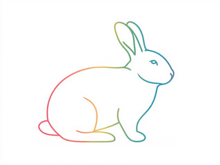 Obraz premium minimal gradient line art illustration of rabbit in pastel colors on white background, modern and clean animal design for spring, easter, decor or branding with soft outline and cute silhouette