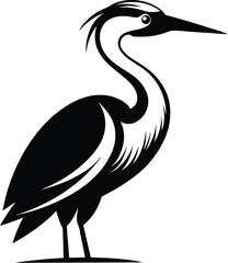 black-and-white-bold-heron-bird-icon--strong-bird-.epsHeron bird silhouette, heron bird, vector illustration,black silhouette 