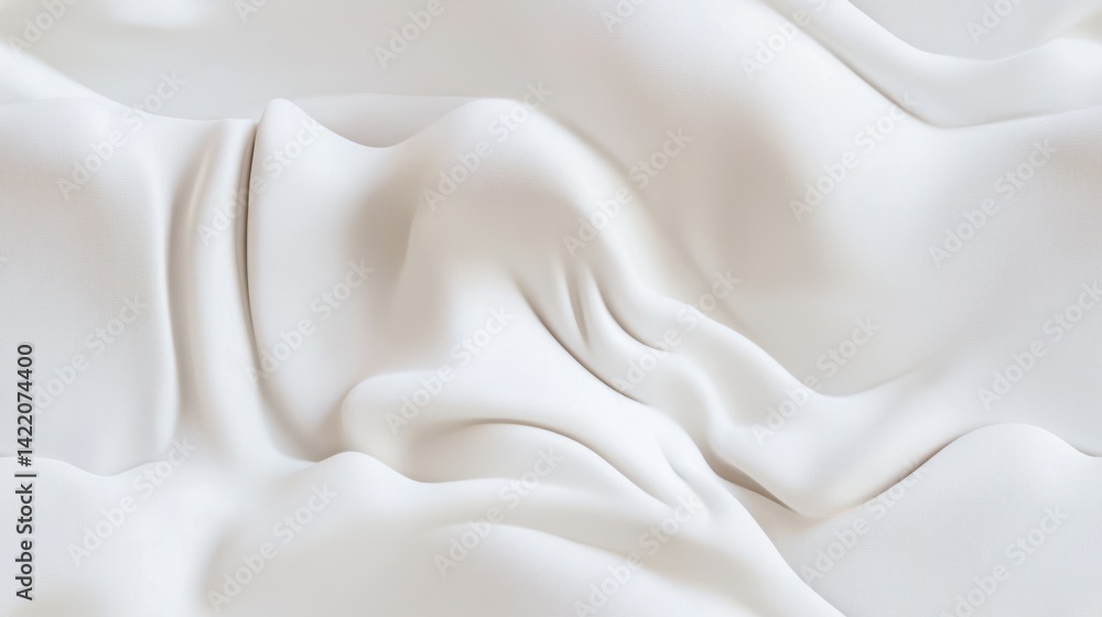 Poster white textile backdrop with soft folds and gentle reflections, elegant neutral fabric surface for mi
