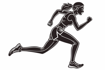 sexy girl run silhouette black vector