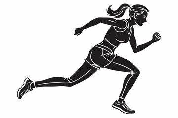 sexy girl run silhouette black vector