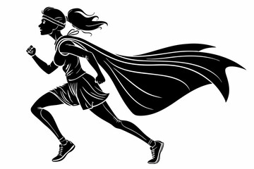 sexy girl run silhouette black vector