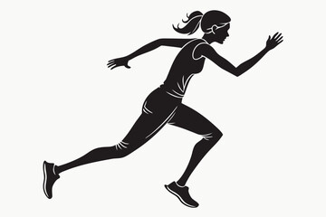 sexy girl run silhouette black vector