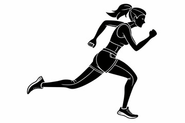 sexy girl run silhouette black vector