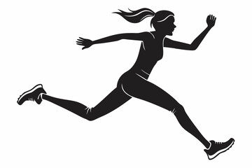 sexy girl run silhouette black vector
