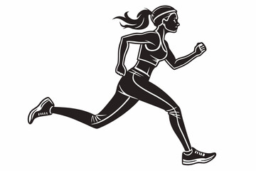 sexy girl run silhouette black vector