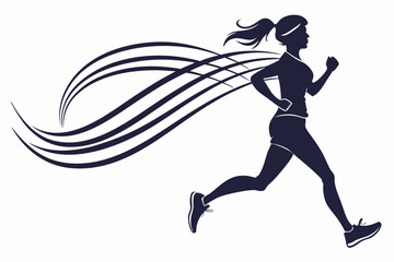 sexy girl run silhouette black vector