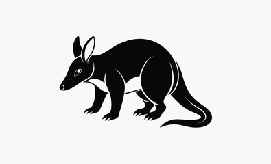 Aardvark silhouette vector white background, Animal vector icon, Wildlife illustration