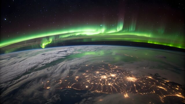 Aurora borealis from space earth lights northern lights