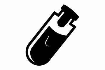 Blood Vial Black Silhouette Vector Illustration